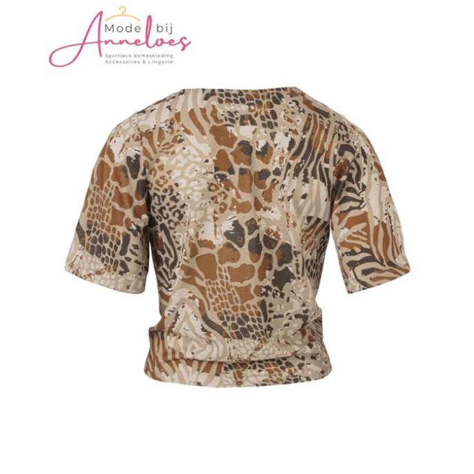 Enjoy Blouse Strik dierenprint zand 166262 Enjoy Blouse Strik dierenprint zand 166262